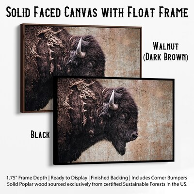 Bison photo wall art, buffalo painting canvas print, western decor, large photo wall art, rustic cabin decor, old west print - image4